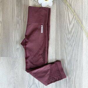 GYMSHARK|s|Burgundy Leggings with Mesh Detail